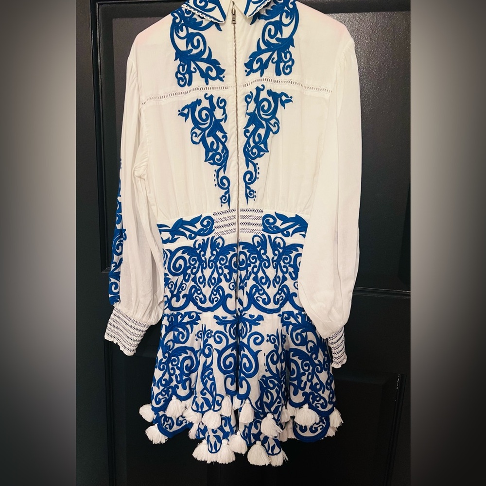 Alice+Olive Embroidered Blue and White Dress - Picture 6 of 16